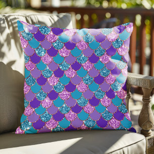 Colorful mermaid scales pattern cushion