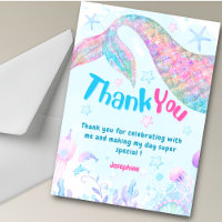 Colorful Mermaid whimsical birthday Thank you
