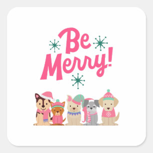 Colorful Merry and Bright Christmas 2026 Family    Square Sticker