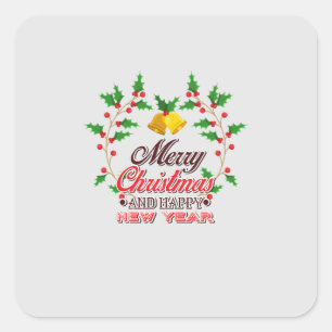Colorful Merry and Bright Christmas 2026 Holidy Square Sticker