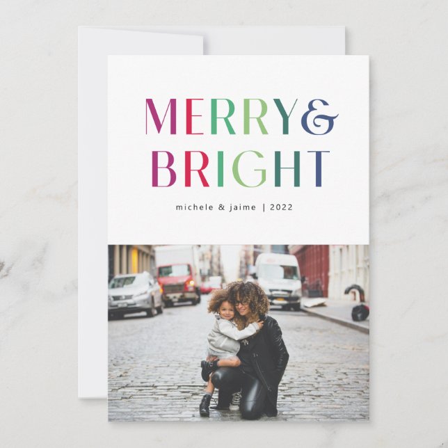 colorful merry and bright holiday card (Front)