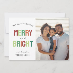 Colorful Merry and Bright Photo Holiday Card