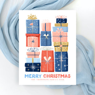 Colorful Merry Christmas Holiday Postcard