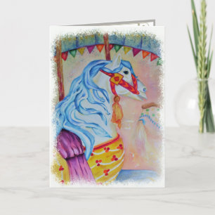 COLORFUL MERRY-GO-ROUND HORSE CARD