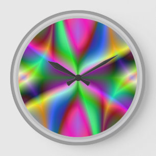 Colorful Metallic Fractal Luster Large Clock