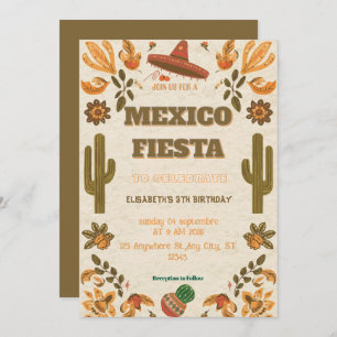 Colorful Mexican Fiesta Birthday Invitation