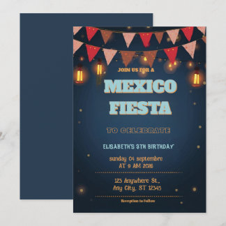 Colorful Mexican Fiesta Birthday  Invitation