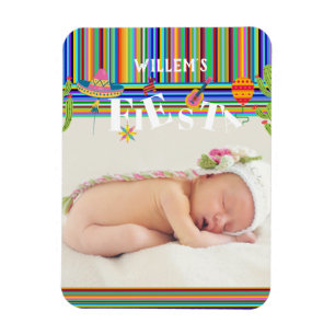 Colorful Mexican Fiesta Cactus  Baby Shower Magnet