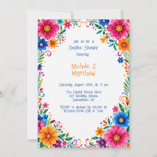 Colorful Mexican Floral Couples Shower Invitation