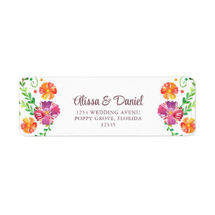 Colorful Mexican Floral Fiesta Return Address Label