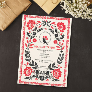 Colorful Mexican Themed Folk Floral Bridal Shower Invitation