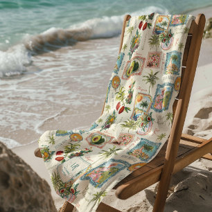 Colorful Mexican Travel Print Monogram Beach Towel
