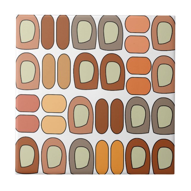 Colorful Mid Century Modern Geometric Ceramic Tile (Front)