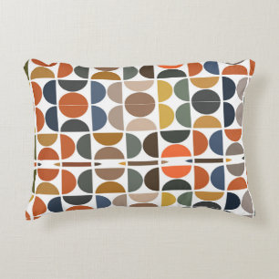 Colorful Mid-Century Retro Geometric  Decorative Cushion