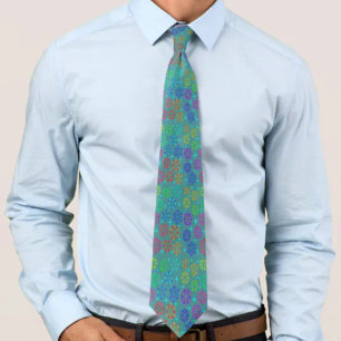 Colorful Mid Century Retro Pattern Art Design Tie