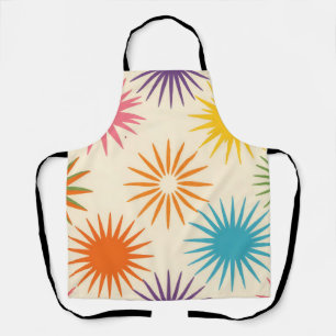 Colorful Mid Century Starburst Pattern Apron