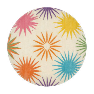 Colorful Mid Century Starburst Pattern Cutting Board