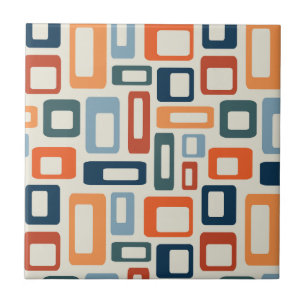 Colorful Mid Century style shapes Ceramic Tile