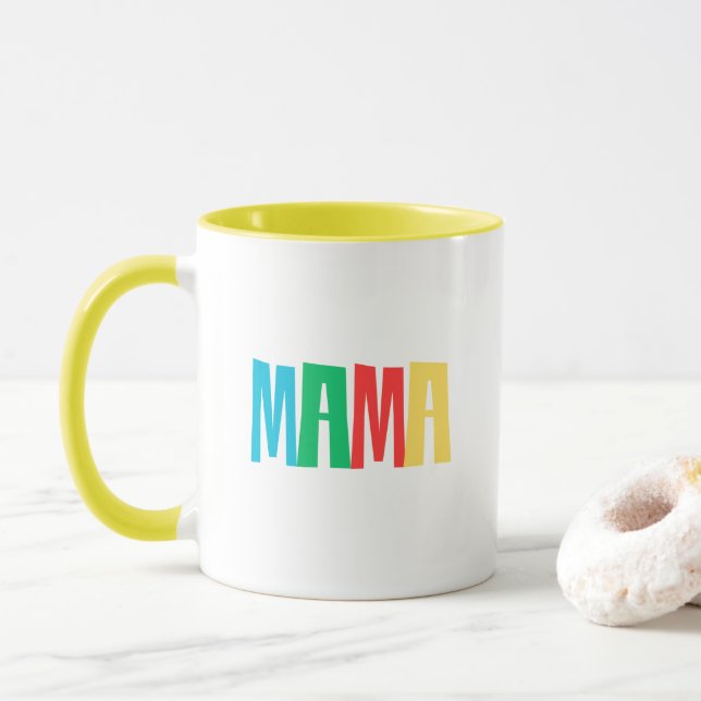 Colorful Minimal Mama Typography Mug (With Donut)