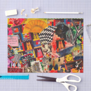 Colorful Mixed Media Pop Art Collage Tissue Paper