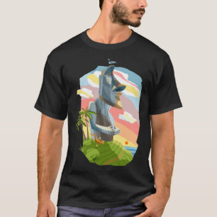 Colorful Moai Statue  Stone Sculpture On Easter Is T-Shirt