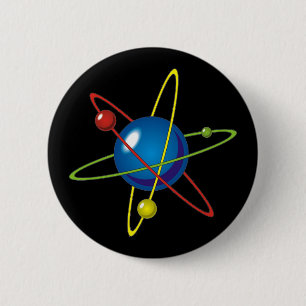 Colorful Model of the Atom 6 Cm Round Badge