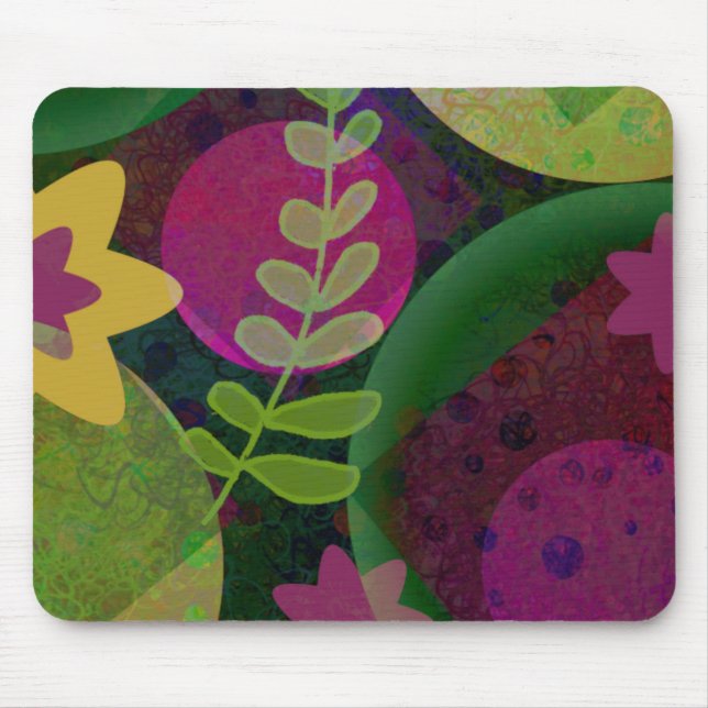 Colorful Modern Abstract Art Botanical Floral Mouse Pad (Front)