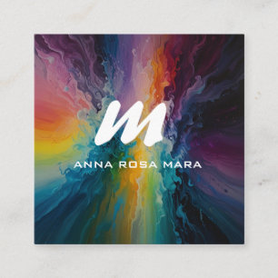 *~* Colorful Modern Abstract Bold AP93  QR  Square Business Card