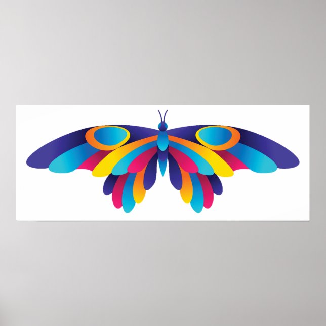 Colorful Modern Butterfly Vibrant Wings Poster (Front)