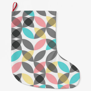 Colorful, modern, cheerful circular geometric large christmas stocking