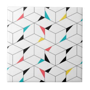 Colorful, modern, cheerful, trendy happy cubes ceramic tile