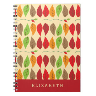 Colorful Modern Fall Leaf Pattern Notebook