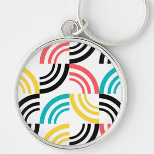 Colorful, modern, fun, cheerful geometric graphic key ring