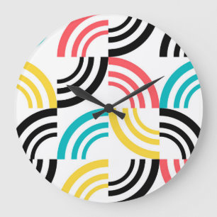 Colorful, modern, fun, cheerful geometric graphic large clock