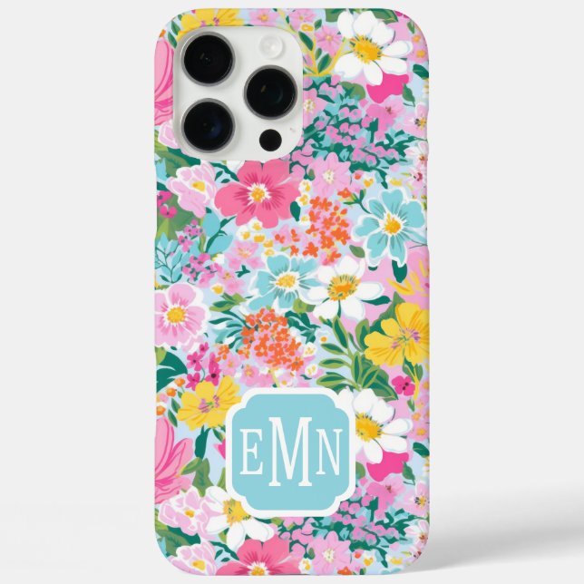 Colorful Modern Garden Monogrammed Case-Mate iPhone Case (Back)