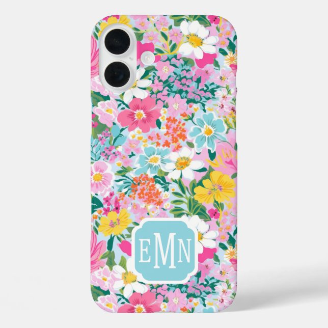 Colorful Modern Garden Monogrammed Case-Mate iPhone Case (Back)