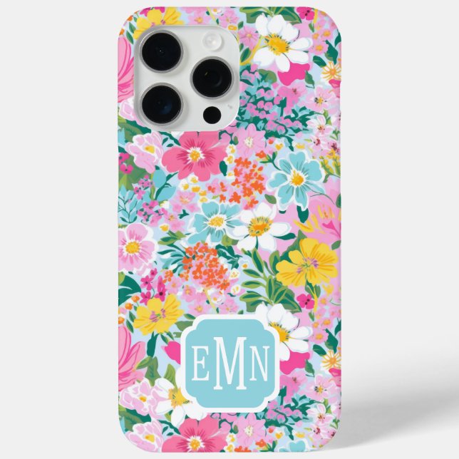 Colorful Modern Garden Monogrammed Case-Mate iPhone Case (Back)