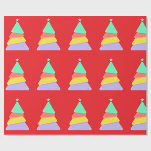 Colorful Modern Geometric Christmas Tree Wrapping Paper