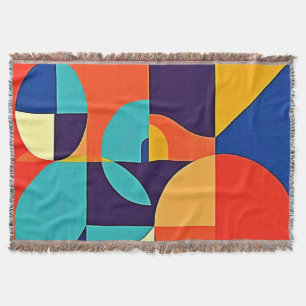 Colorful Modern Geometry Throw Blanket