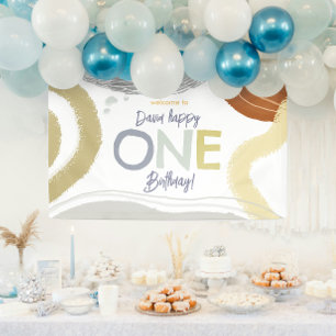 Colorful Modern Happy One Birthday Boy Banner