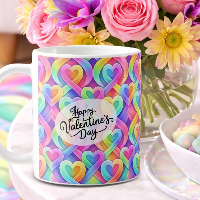 Colorful Modern Hearts Pattern Valentine’s Day  Coffee Mug (Creator Uploaded)