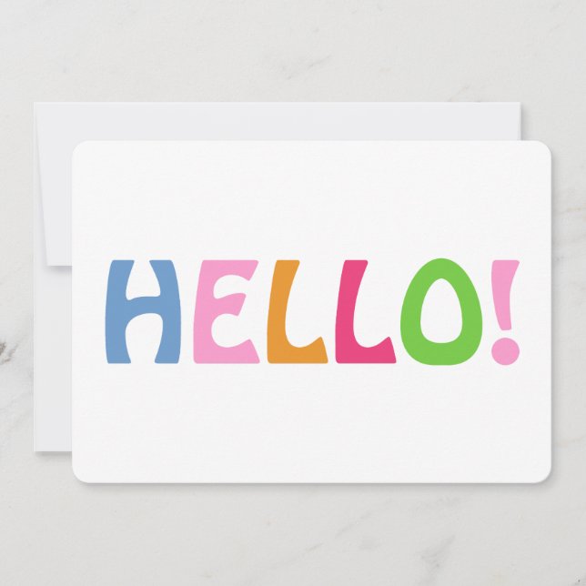 Colorful Modern Hello Typography Flat Card (Front)