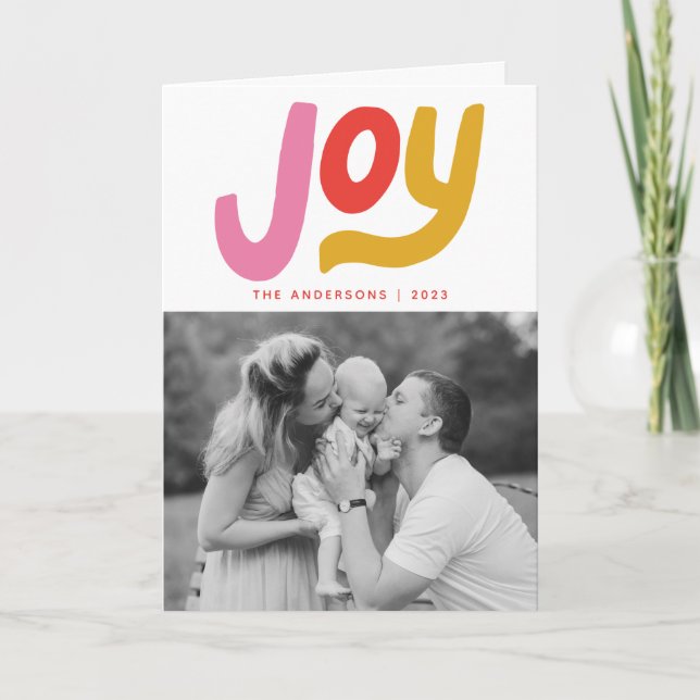 Colorful Modern Joy Photo Holiday Card (Front)