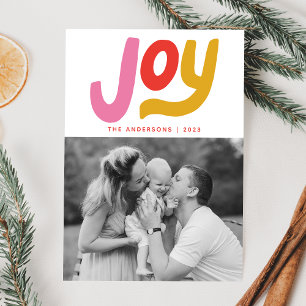 Colorful Modern Joy Photo Holiday Card