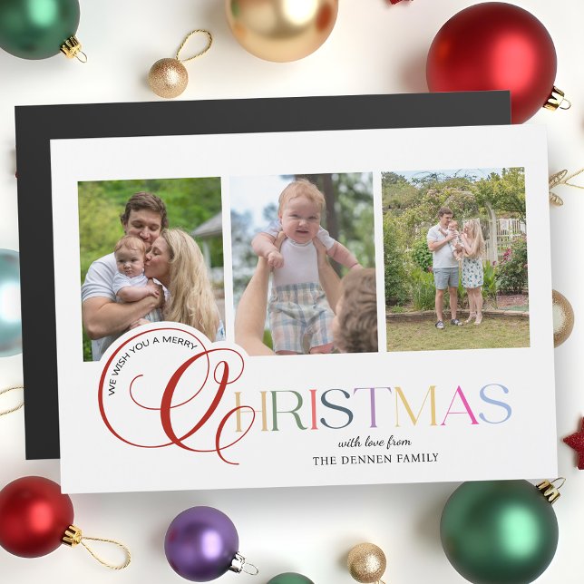 Colorful Modern Merry Christmas Script 3-Photo (Creator Uploaded)