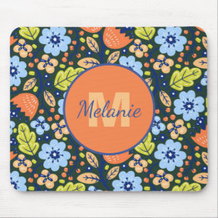 Colorful Modern Pretty Flower Pattern Personalised Mouse Pad