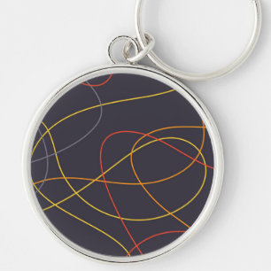Colorful, modern, simple, trendy,curvy messy lines key ring
