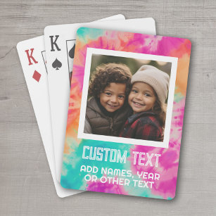 Colorful Modern Tie Dye - Photo and Text Playing Cards