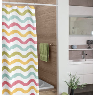 Colorful Modern Zigzag Pattern Shower Curtain