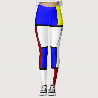 Colorful Mondrian Styled Composition Leggings